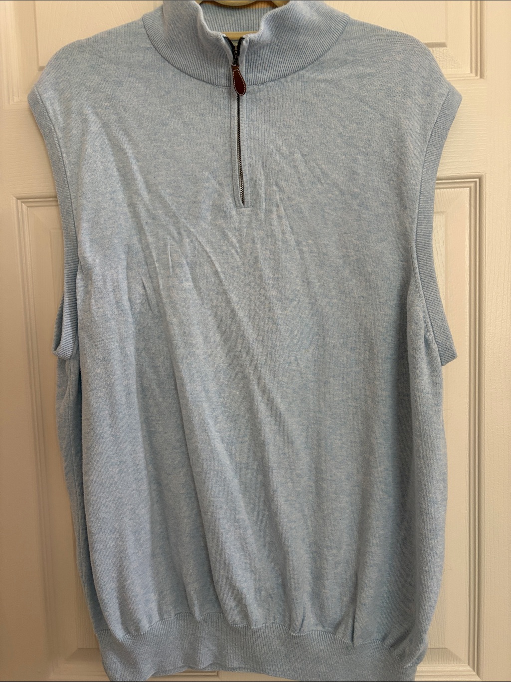 Mcculley’s Men's Light Blue Half-Zip Sleeveless Sweater Vest Golf Pima Cotton
